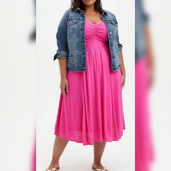 Torrid Lenny Smocked Bodice Midi Dress 00 (10/12) - Picture 15 of 16